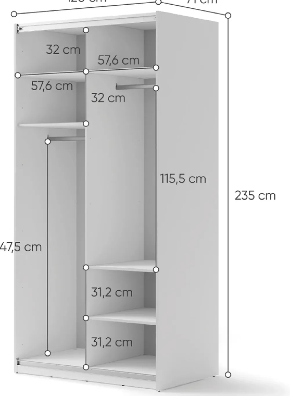 Zestawy Mebli Do Przedpokoju|Szafy Dwudrzwiowe>lenart. Biała nowoczesna szafa przesuwna z lustrem 120 cm MAXI