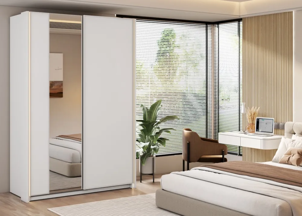 Zestawy Mebli Do Przedpokoju|Szafy Dwudrzwiowe>lenart. Biała nowoczesna szafa przesuwna z lustrem 120 cm MAXI