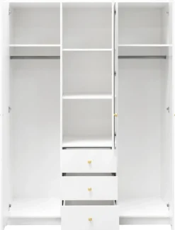 Meble Dla Dzieci|Zestawy Mebli Do Przedpokoju>Stolar Biała nowoczesna szafa z lustrem i szufladami 150 cm SELMA biały