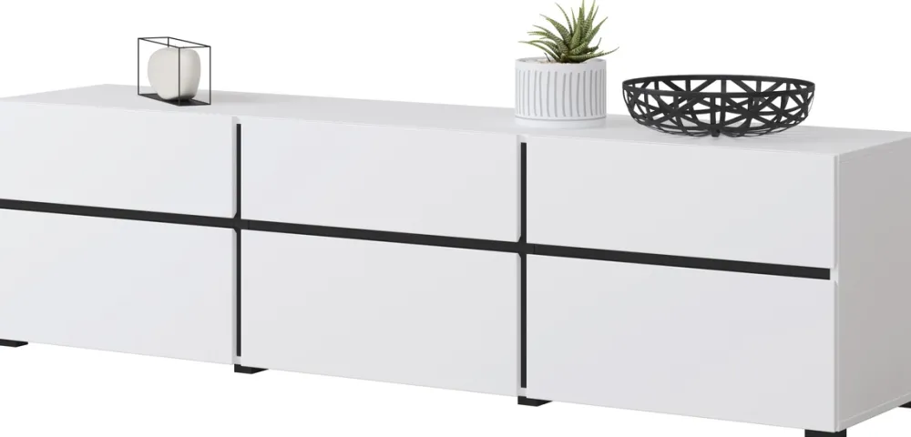 Zestawy Mebli Do Sypialni|Szafki Rtv>Helvetia Biała nowoczesna szafka RTV pod telewizor 180 cm CROSS