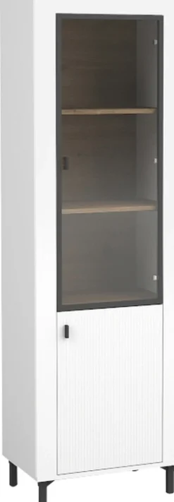 Zestawy Mebli Do Sypialni|Zestawy Mebli Do Salonu>DOLMAR Biała nowoczesna witryna na książki do salonu 60 cm MISTY biały