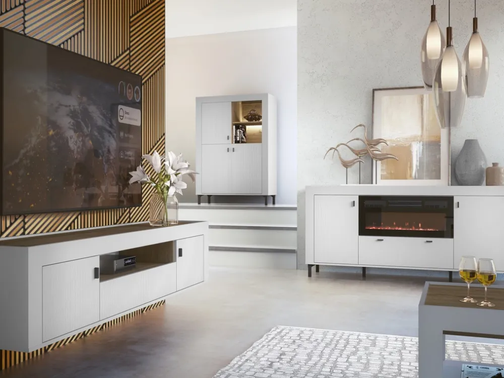 Zestawy Mebli Do Sypialni|Zestawy Mebli Do Salonu>DOLMAR Biała nowoczesna witryna na książki do salonu 60 cm MISTY biały