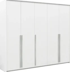 Meble Młodzieżowe|Zestawy Mebli Do Przedpokoju>Stolar Biała pojemna pięciodrzwiowa szafa uchylna 255 cm GENEWA