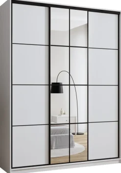 Zestawy Mebli Do Przedpokoju|Szafy Trzydrzwiowe>BROMARKT Biała pojemna szafa przesuwna 180 cm z drążkami EDGE MAX biały