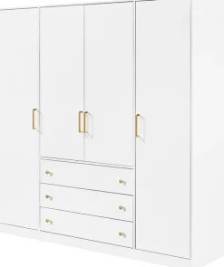 Meble Młodzieżowe|Zestawy Mebli Do Przedpokoju>Stolar Biała szafa 196 cm do sypialni w stylu retro PRESTO biały