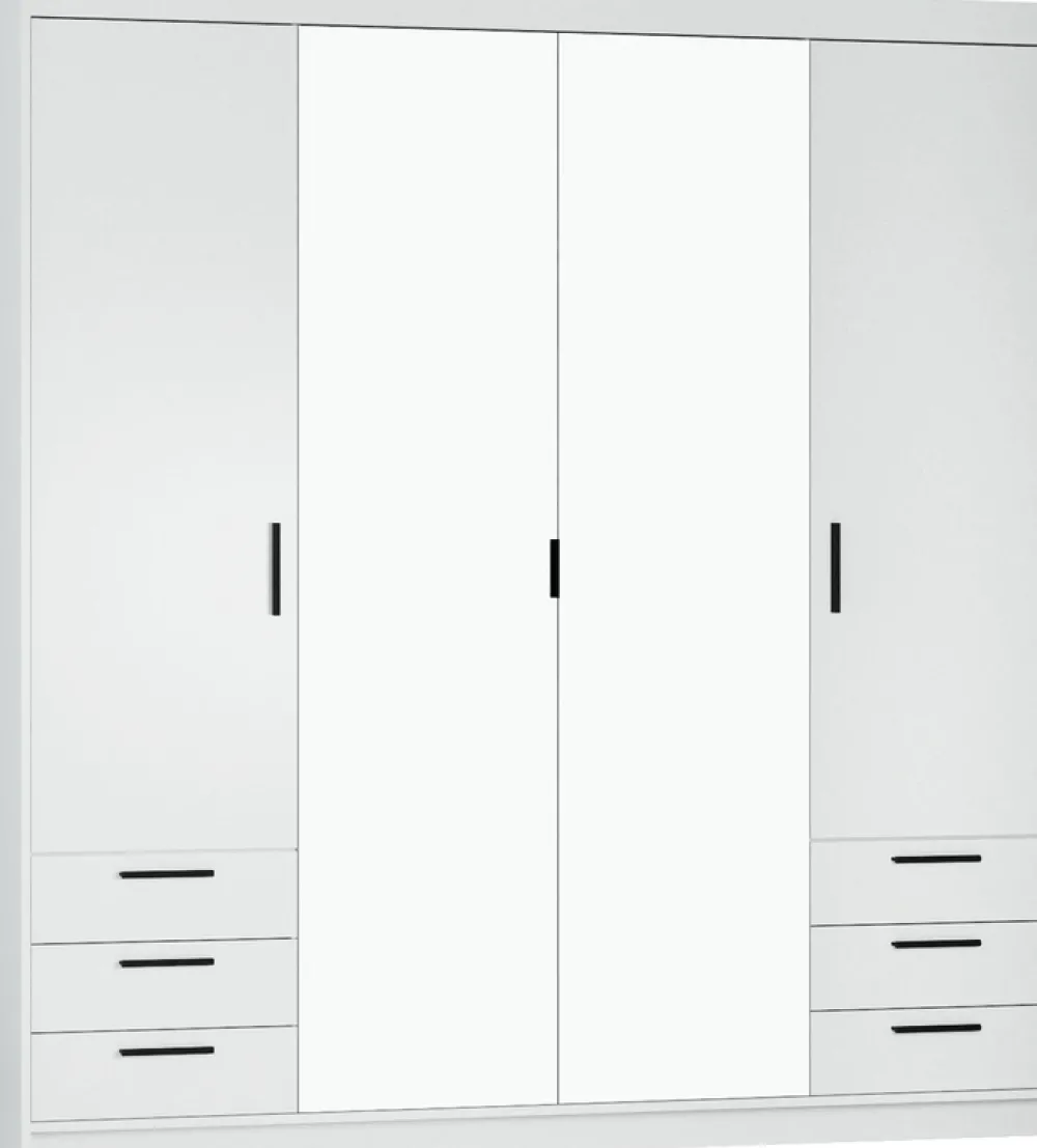 Meble Dla Dzieci|Zestawy Mebli Do Przedpokoju>Lempert Biała szafa 180 cm modułowa z lustrem i szufladami KUBA biały
