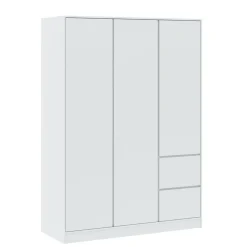 Zestawy Mebli Do Sypialni|Szafy Trzydrzwiowe>INTER MEBLE Biała szafa 146cm do sypialni z półkami i szufladami BALVIO biały