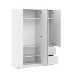 Zestawy Mebli Do Sypialni|Szafy Trzydrzwiowe>INTER MEBLE Biała szafa 146cm do sypialni z półkami i szufladami BALVIO biały