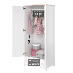 Meble Dla Dzieci|Meble Młodzieżowe></noscript>lenart. Biała szafa do pokoju dziecięcego szuflada drążek 85 cm LUNA