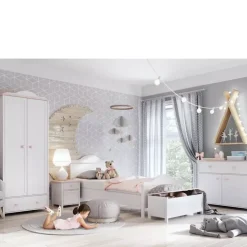 Meble Dla Dzieci|Meble Młodzieżowe></noscript>lenart. Biała szafa do pokoju dziecięcego szuflada drążek 85 cm LUNA