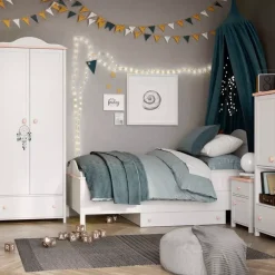 Meble Dla Dzieci|Meble Młodzieżowe></noscript>lenart. Biała szafa do pokoju dziecięcego szuflada drążek 85 cm LUNA