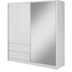 Szafy Z Lustrem|Szafy Przesuwne>PIASKI Biała szafa do salonu 200 cm MALTA biały