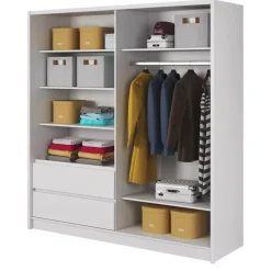 Szafy Z Lustrem|Szafy Przesuwne>PIASKI Biała szafa do salonu 200 cm MALTA biały