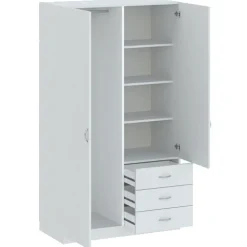 Meble Młodzieżowe|Szafy Dwudrzwiowe>INTER MEBLE Biała szafa dwudrzwiowa do sypialni z szufladami GENTIO biały