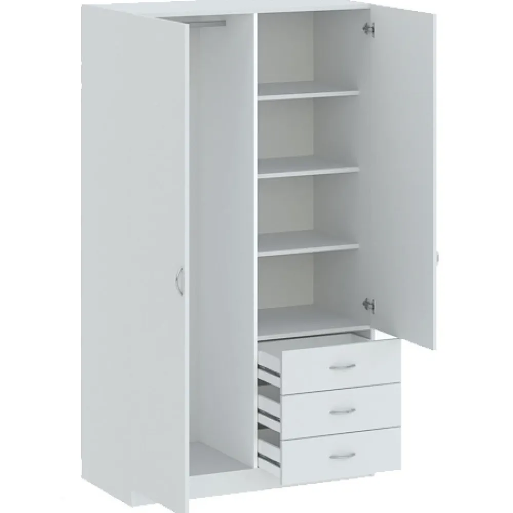 Meble Młodzieżowe|Szafy Dwudrzwiowe>INTER MEBLE Biała szafa dwudrzwiowa do sypialni z szufladami GENTIO biały