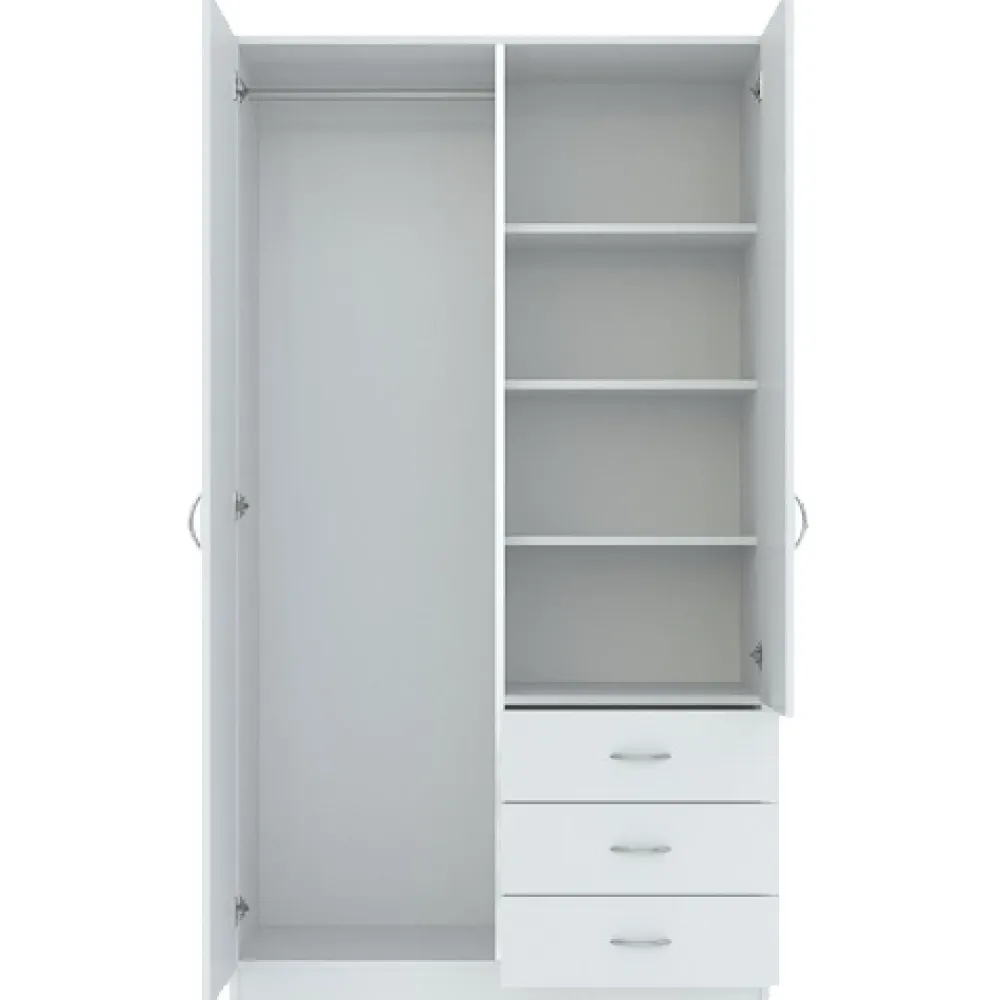 Meble Młodzieżowe|Szafy Dwudrzwiowe>INTER MEBLE Biała szafa dwudrzwiowa do sypialni z szufladami GENTIO biały