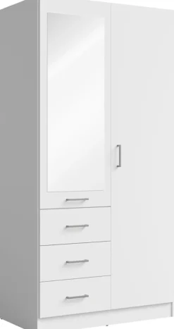 Garderoby|Zestawy Mebli Do Przedpokoju>MEBLOSIEK Biała szafa dwudrzwiowa do przedpokoju 100cm z lustrem KONGO