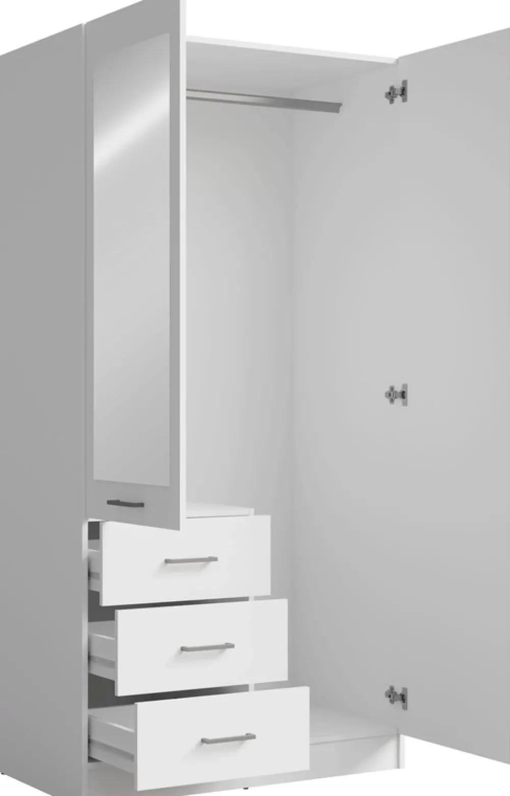 Garderoby|Zestawy Mebli Do Przedpokoju>MEBLOSIEK Biała szafa dwudrzwiowa do przedpokoju 100cm z lustrem KONGO