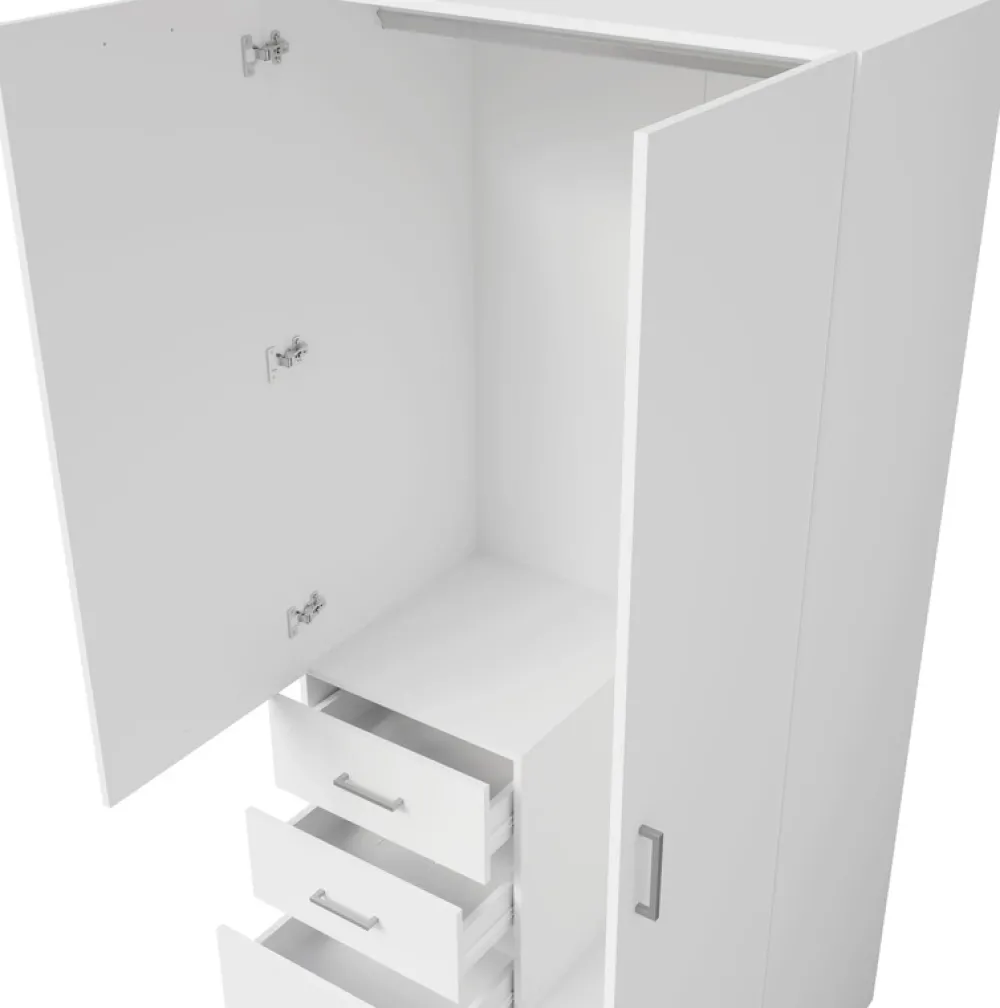 Garderoby|Zestawy Mebli Do Przedpokoju>MEBLOSIEK Biała szafa dwudrzwiowa do przedpokoju 100cm z lustrem KONGO