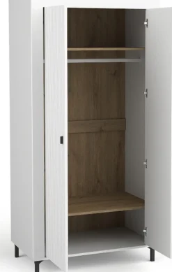 Zestawy Mebli Do Sypialni|Zestawy Mebli Do Salonu>DOLMAR Biała szafa dwudrzwiowa z półkami i drążkiem 97 cm MISTY biały