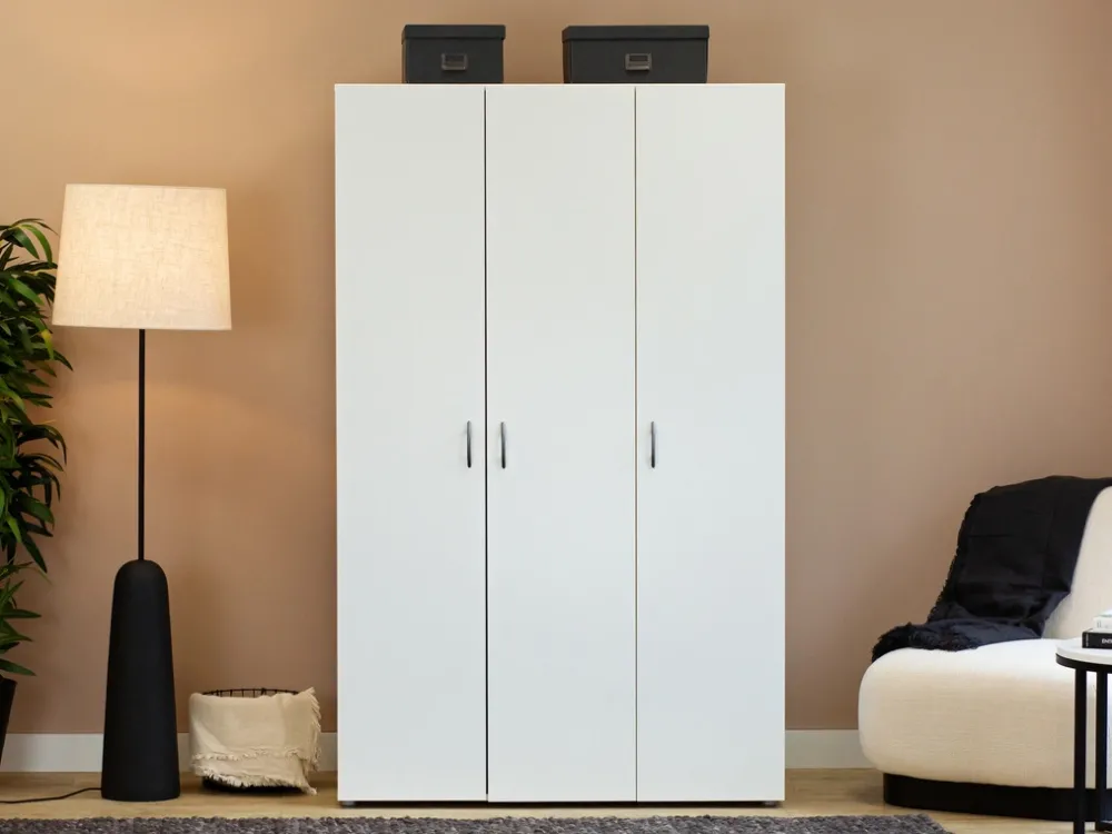 Szafy Otwierane|Szafy Modułowe>INTER MEBLE Biała szafa modułowa 110 cm trzydrzwiowa z drążkiem do sypialni BARENA biały