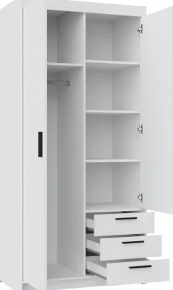 Zestawy Mebli Do Przedpokoju|Szafy Modułowe>Lempert Biała szafa modułowa dwudrzwiowa z szufladami i półkami 90 cm KUBA biały