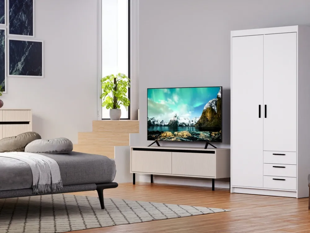 Zestawy Mebli Do Przedpokoju|Szafy Modułowe>Lempert Biała szafa modułowa dwudrzwiowa z szufladami i półkami 90 cm KUBA biały