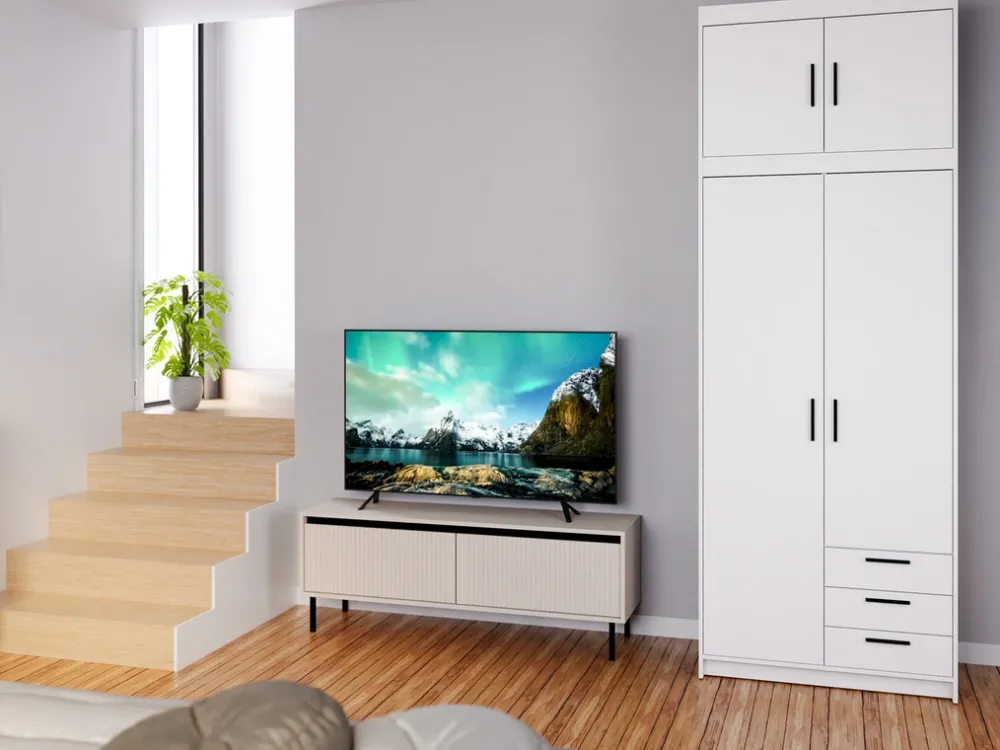 Zestawy Mebli Do Przedpokoju|Szafy Modułowe>Lempert Biała szafa modułowa dwudrzwiowa z szufladami i półkami 90 cm KUBA biały