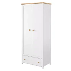 Zestawy Mebli Młodzieżowych|Szafy Dwudrzwiowe>lenart. Biała szafa młodzieżowa z drążkiem na wieszaki STORY