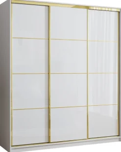 Szafy Trzydrzwiowe|Szafy Przesuwne>BROMARKT Biała szafa przesuwna 180 cm GOLD NEW połysk biały połysk