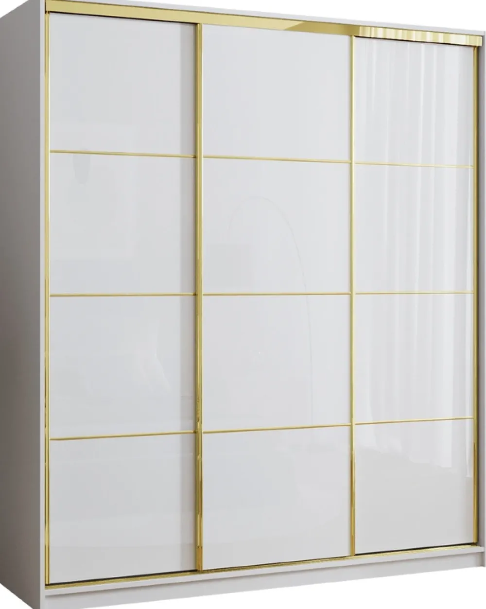 Szafy Trzydrzwiowe|Szafy Przesuwne>BROMARKT Biała szafa przesuwna 180 cm GOLD NEW połysk biały połysk