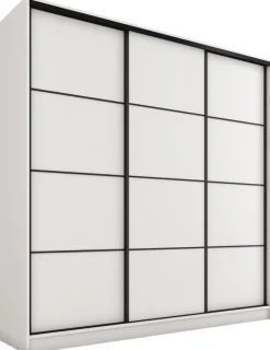 Szafy Trzydrzwiowe|Szafy Do Przedpokoju>BROMARKT Biała szafa przesuwna 200 cm z półkami i szufladami LOFT MAX biały