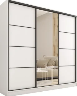 Zestawy Mebli Do Przedpokoju|Szafy Trzydrzwiowe>BROMARKT Biała szafa przesuwna 180 cm LOFT biały