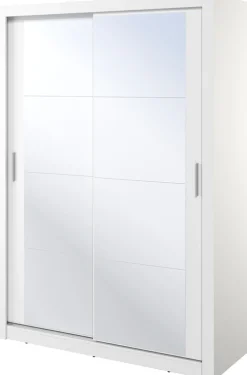 Zestawy Mebli Do Sypialni|Szafy Dwudrzwiowe>lenart. Biała szafa przesuwna 150 cm z lustrem i półkami ARTI biały