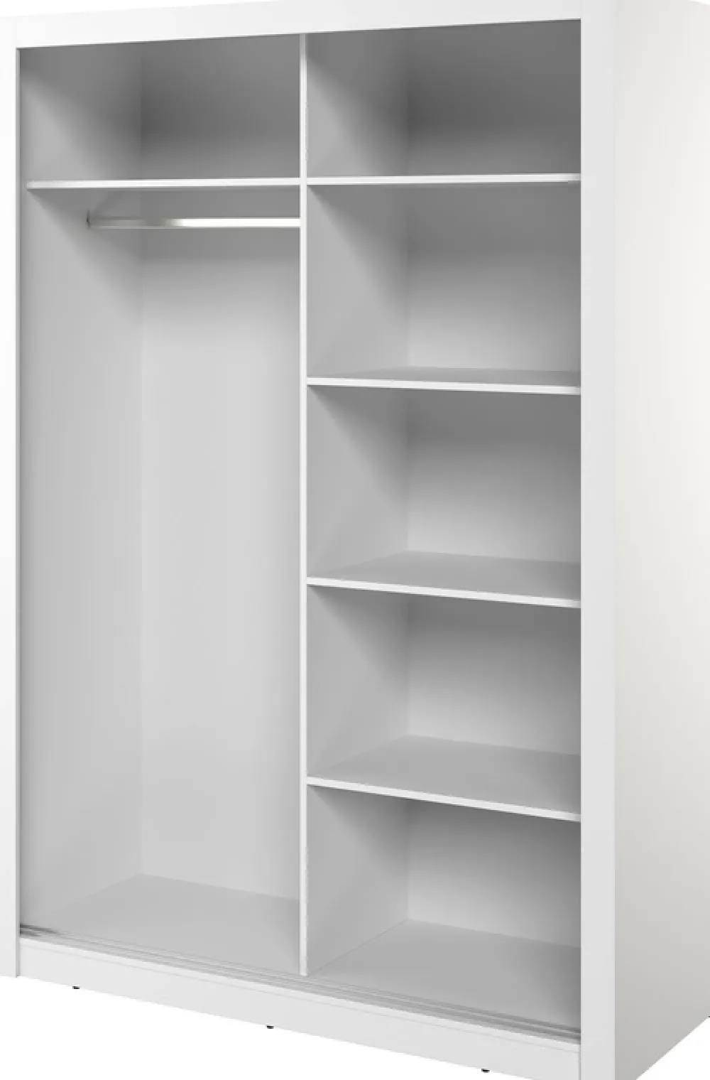 Zestawy Mebli Do Sypialni|Szafy Dwudrzwiowe>lenart. Biała szafa przesuwna 150 cm z lustrem i półkami ARTI biały