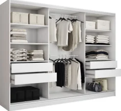 Zestawy Mebli Do Przedpokoju|Szafy Trzydrzwiowe>BROMARKT Biała szafa przesuwna 280 cm z lustrem TOP biały