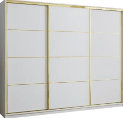 Szafy Trzydrzwiowe|Szafy Do Przedpokoju>BROMARKT Biała szafa przesuwna 250 cm GOLD NEW mat biały