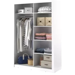 Zestawy Mebli Do Sypialni|Szafy Dwudrzwiowe>lenart. Biała szafa przesuwna 150 cm z lustrem półki ARTI biały