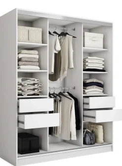 Zestawy Mebli Do Przedpokoju|Szafy Trzydrzwiowe>BROMARKT Biała szafa przesuwna 150 cm z lustrem TOP biały