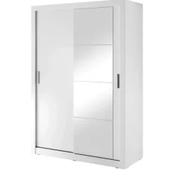 Szafy Przesuwne>lenart. Biała szafa przesuwna 150 cm z lustrem półki ARTI biały