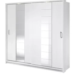 Zestawy Mebli Do Sypialni|Zestawy Mebli Do Przedpokoju>lenart. Biała szafa przesuwna 220 cm z lustrem półki drążki ARTI biały