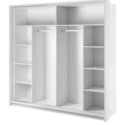 Zestawy Mebli Do Sypialni|Zestawy Mebli Do Przedpokoju>lenart. Biała szafa przesuwna 220 cm z lustrem półki drążki ARTI biały