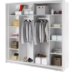 Zestawy Mebli Do Sypialni|Zestawy Mebli Do Przedpokoju></noscript>lenart. Biała szafa przesuwna 220 cm z lustrem półki drążki ARTI biały