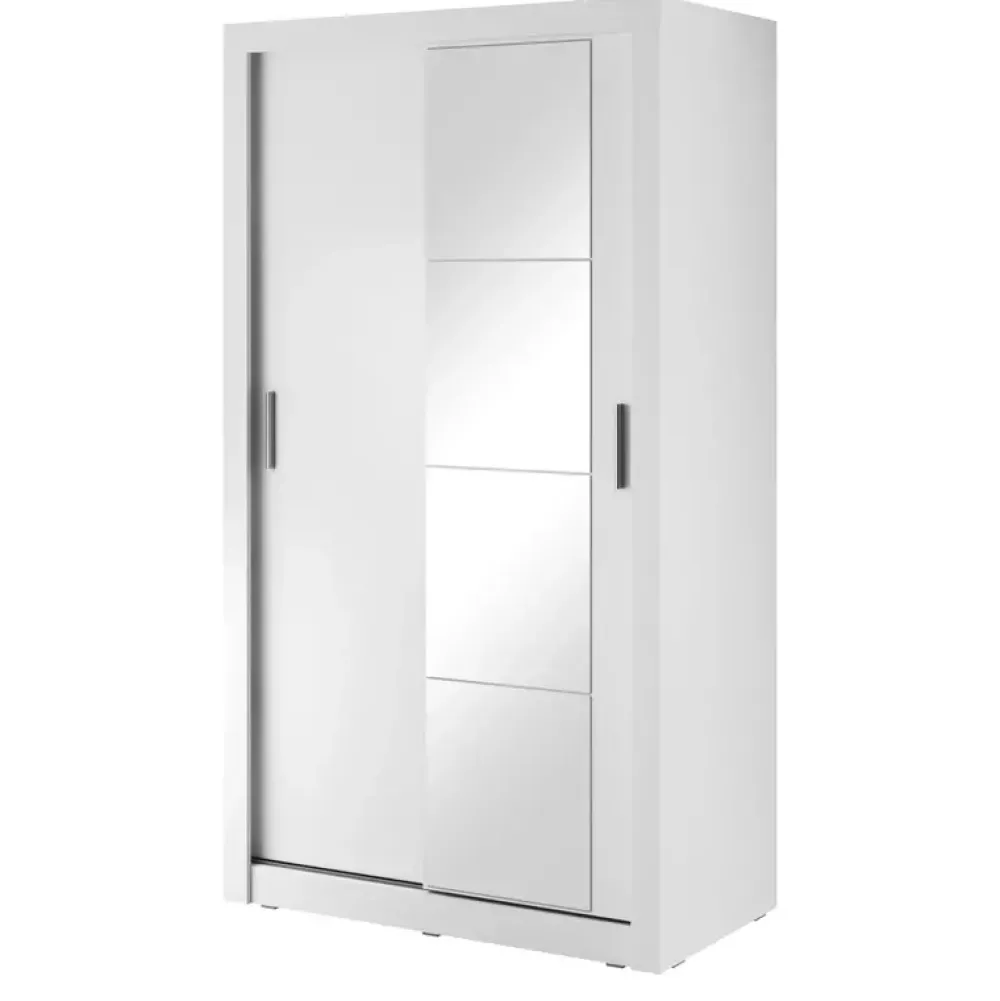 Zestawy Mebli Do Przedpokoju|Zestawy Mebli Do Sypialni>lenart. Biała szafa przesuwna 120 cm z lustrem półki ARTI biały