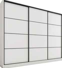 Zestawy Mebli Do Przedpokoju|Szafy Trzydrzwiowe>BROMARKT Biała szafa przesuwna 250 cm LOFT MAX z półkami i szufladami biały