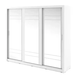 Zestawy Mebli Do Sypialni|Szafy Trzydrzwiowe>lenart. Biała szafa przesuwna 250 cm z lustrem szuflady półki ARTI biały