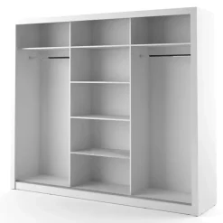 Zestawy Mebli Do Sypialni|Szafy Trzydrzwiowe>lenart. Biała szafa przesuwna 250 cm z lustrem szuflady półki ARTI biały