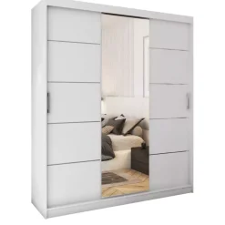 Zestawy Mebli Do Przedpokoju|Szafy Trzydrzwiowe>Meblohand Biała szafa przesuwna 180 cm CUBE biały