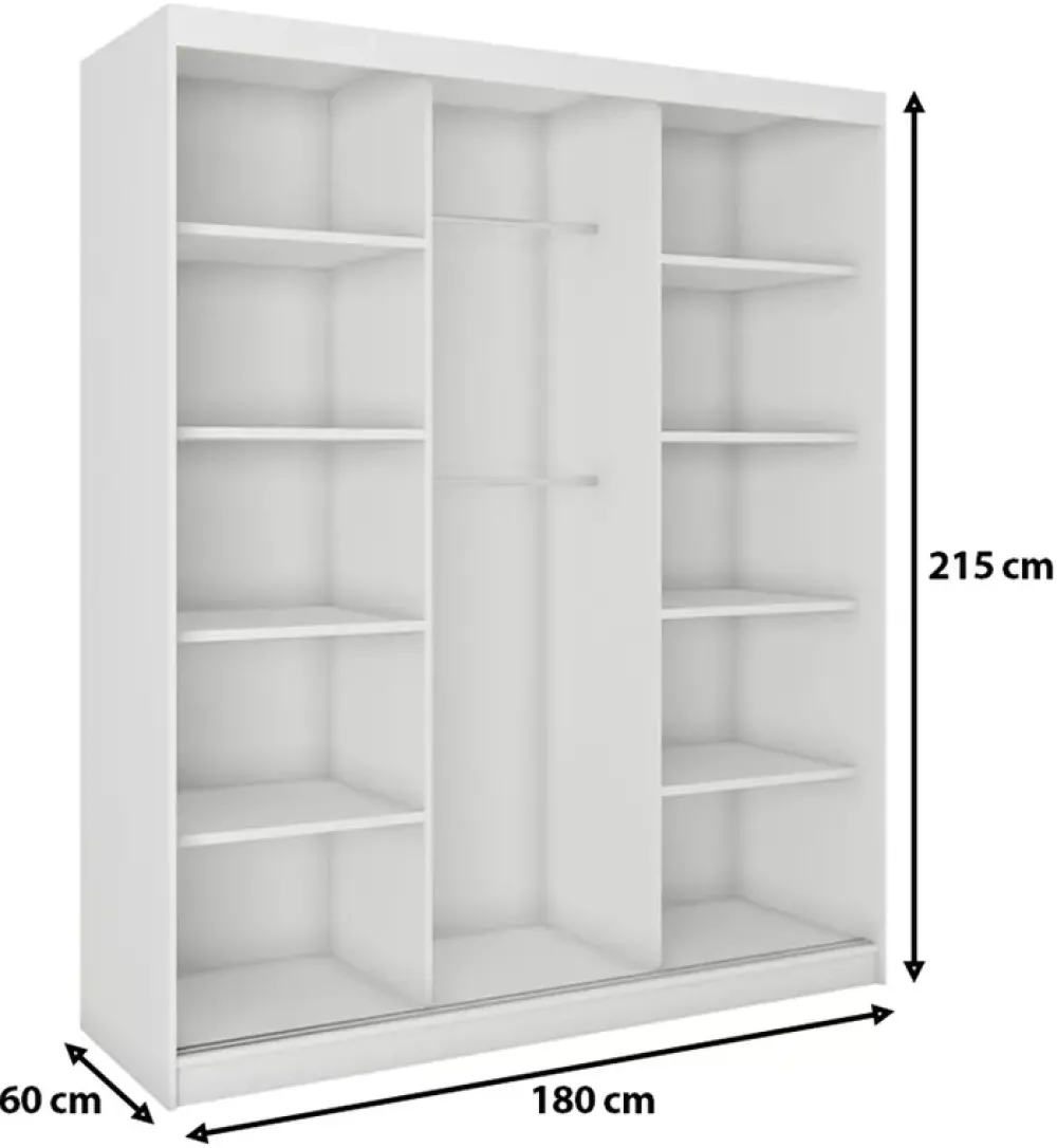Zestawy Mebli Do Przedpokoju|Szafy Trzydrzwiowe>Meblohand Biała szafa przesuwna 180 cm CUBE biały