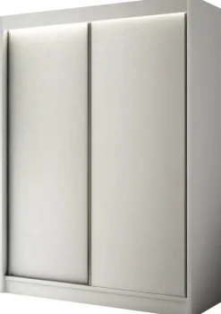 Zestawy Mebli Do Przedpokoju|Szafy Dwudrzwiowe>Arton Biała szafa przesuwna do sypialni 200 cm z półkami BRANDON biały